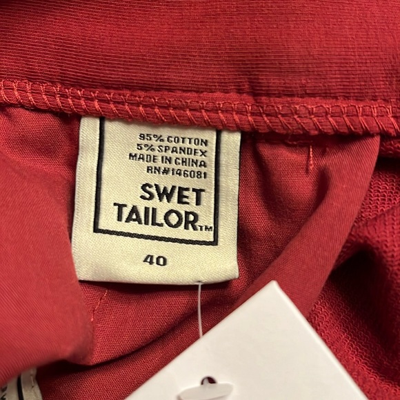 Swet Tailor Men’s The Everyday Chino Short in Red Wine soft Size 40 NWT - Picture 5 of 8